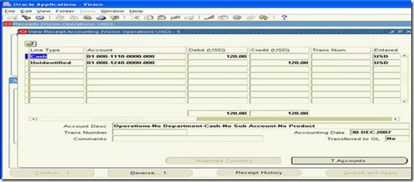 Oracle Applications: Receipt Accounting